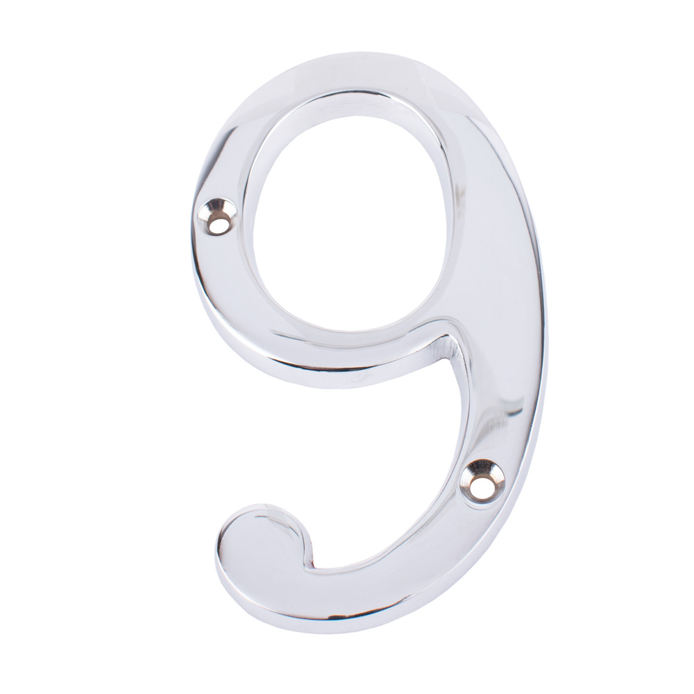 Dart Number 9 Door Numeral - Polished Chrome